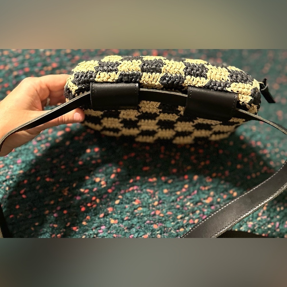 SOLD OUT Clare V Belt Bag NWT Checkerboard Raffia Woven Crossbody Rare - Picture 15 of 16